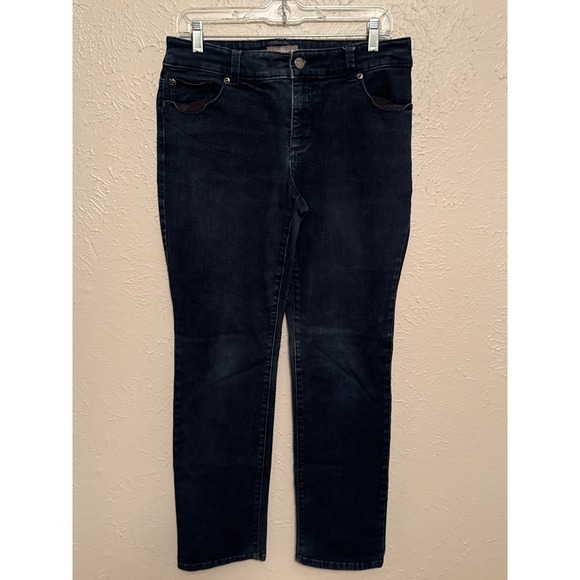 Chico's So Slimming Women's Dark Wash Denim Jeans Straight Leg Size 1 Regular - Picture 1 of 5